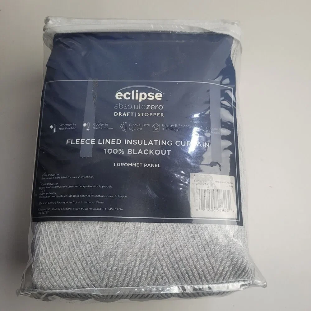 Eclipse Draft Stopper Energy Saving 100% Blackout Ambiance Chevron Gray 50x95